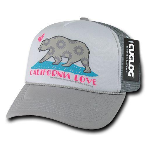 Cuglog 5 Panel California Love Foam Trucker Baseball Hat Cap California Bear-Black-