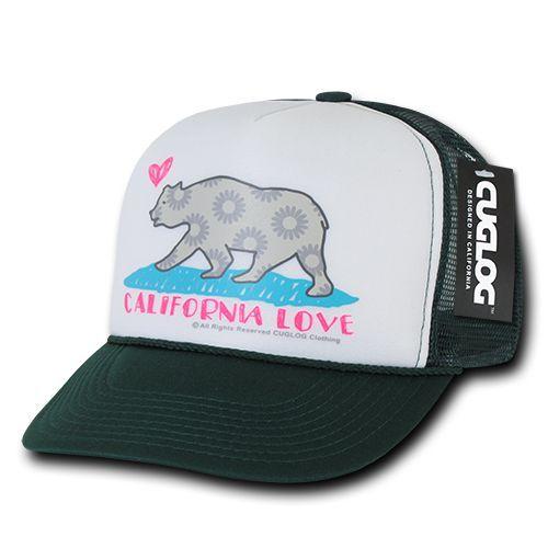Cuglog 5 Panel California Love Foam Trucker Baseball Hat Cap California Bear-Black-