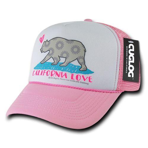 Cuglog 5 Panel California Love Foam Trucker Baseball Hat Cap California Bear-Black-