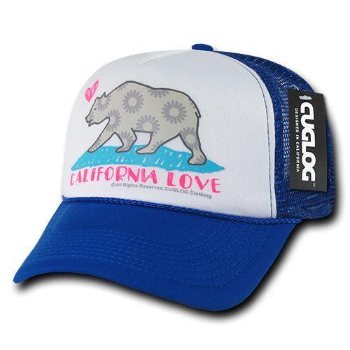 Cuglog 5 Panel California Love Foam Trucker Baseball Hat Cap California Bear-Black-
