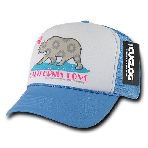 Cuglog 5 Panel California Love Foam Trucker Baseball Hat Cap California Bear-Black-