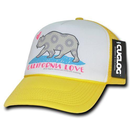 Cuglog 5 Panel California Love Foam Trucker Baseball Hat Cap California Bear-Black-