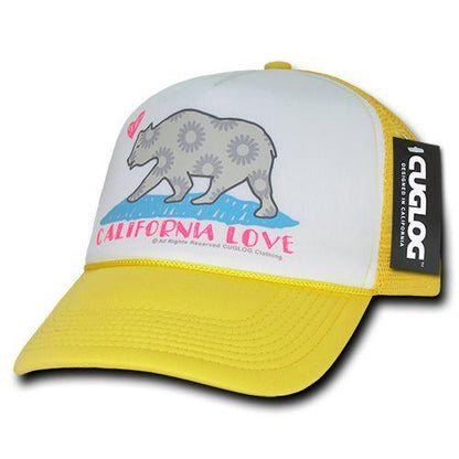 Cuglog 5 Panel California Love Foam Trucker Baseball Hat Cap California Bear-Black-