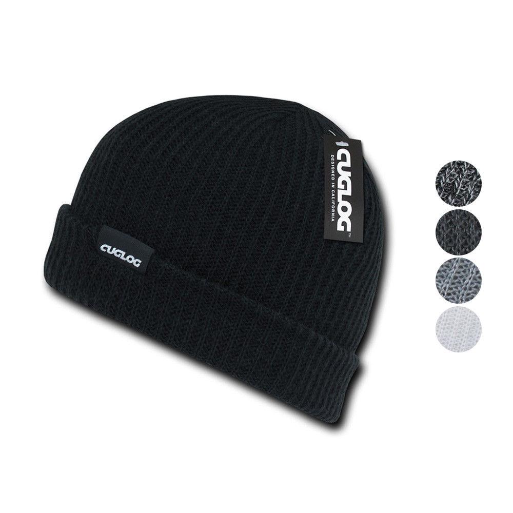 Cuglog Beanies Sweater Sailor Cuffed Cable Knit Hats Caps Warm Winter-Black-