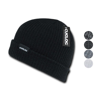 Cuglog Beanies Sweater Sailor Cuffed Cable Knit Hats Caps Warm Winter-Black-