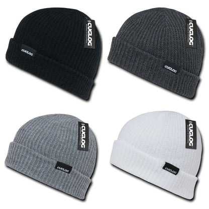 Cuglog Beanies Sweater Sailor Cuffed Cable Knit Hats Caps Warm Winter-Black-