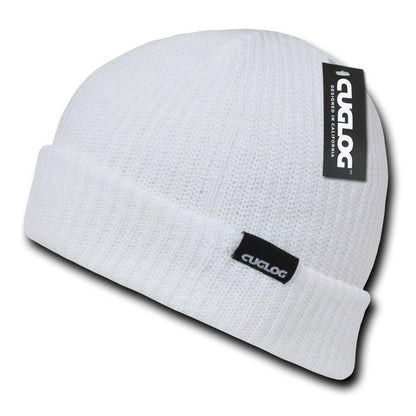 Cuglog Beanies Sweater Sailor Cuffed Cable Knit Hats Caps Warm Winter-White-