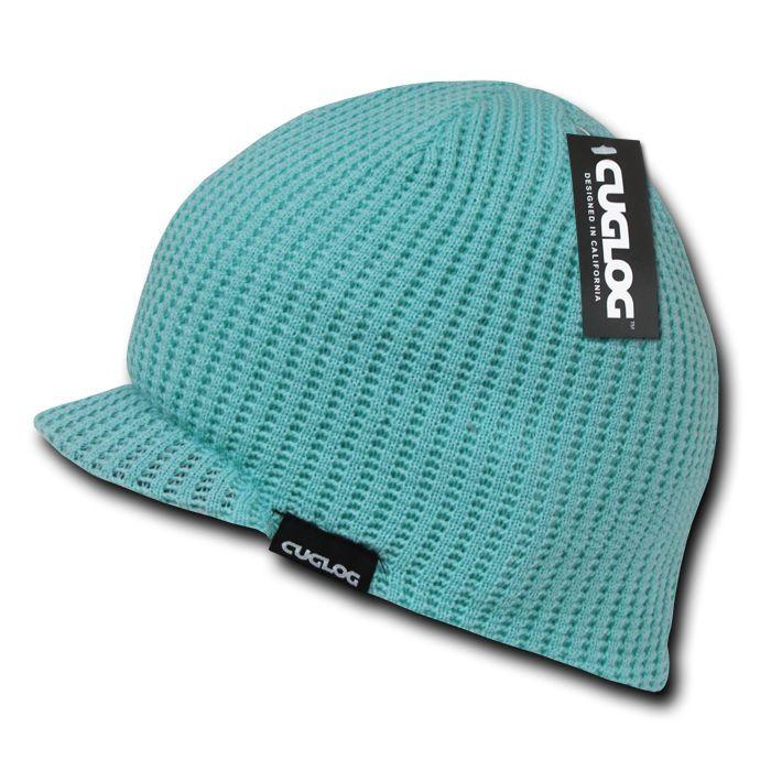 Cuglog Beanies Mckinley Waffle Knit Visor Caps Ski Snowboard Warm-Black-