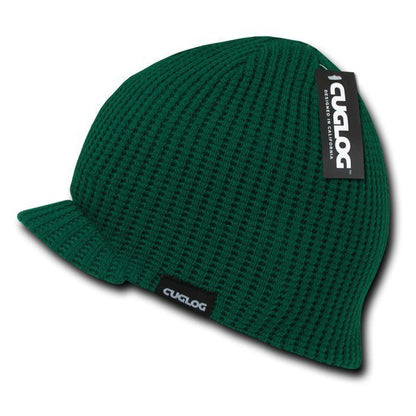 Cuglog Beanies Mckinley Waffle Knit Visor Caps Ski Snowboard Warm-Black-
