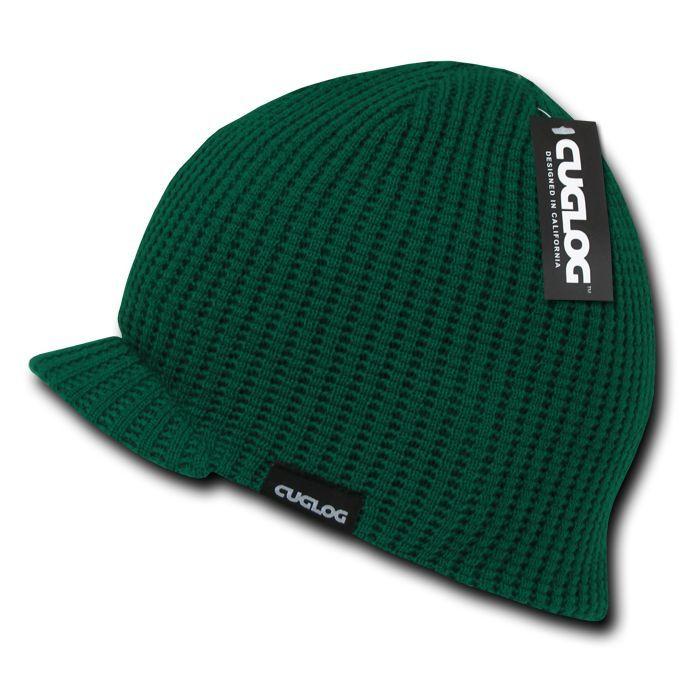 Cuglog Beanies Mckinley Waffle Knit Visor Caps Ski Snowboard Warm-Emerald-