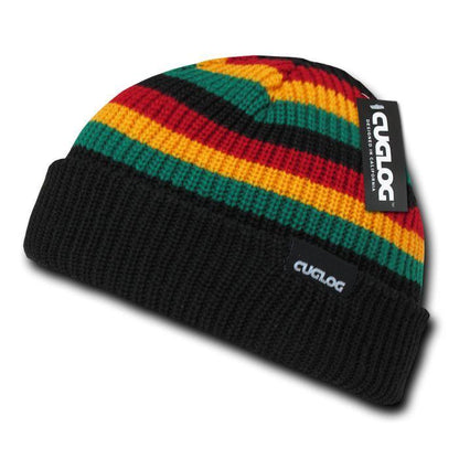 Cuglog Beanies Rasta Sailor Striped Knit 3 Tone Winter Skull Caps Hats Ski Warm-Jamaican-