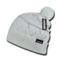 Cuglog Ben Nevis Cuffed Slouchy Beanies Big Fuzzy Ball Style Winter Caps Hats-WHITE-