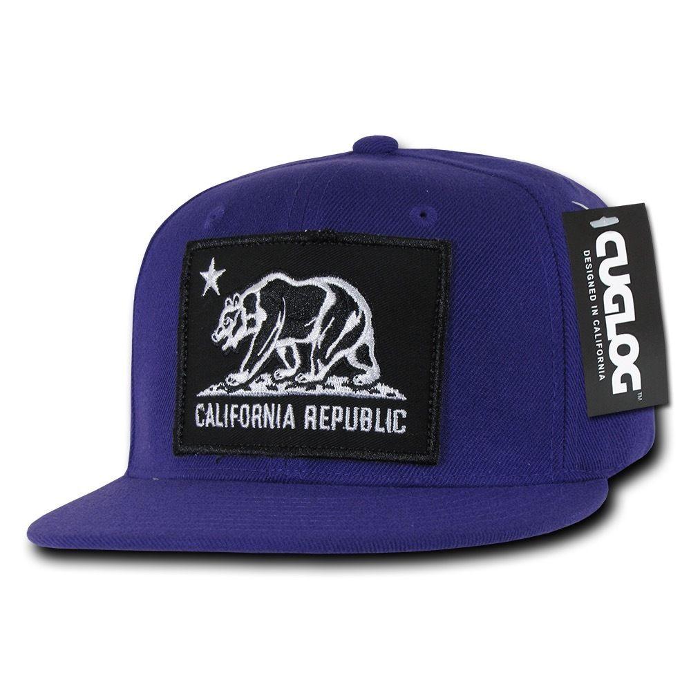 Cuglog California Cali Bear Patch Snapback 6 Panel Flat Bill Caps Hats-Black/Kelly-