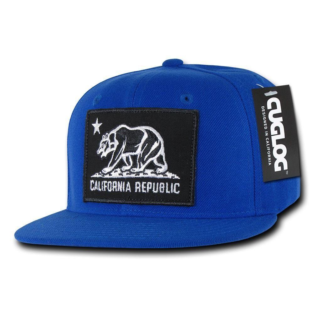 Cuglog California Cali Bear Patch Snapback 6 Panel Flat Bill Caps Hats-Black/Kelly-