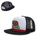 Cuglog California Republic Cal Flag 5 Panel Trucker Caps Hats Cali Bear-Black-