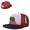 Cuglog California Republic Cal Flag 5 Panel Trucker Caps Hats Cali Bear-Navy/ Red-