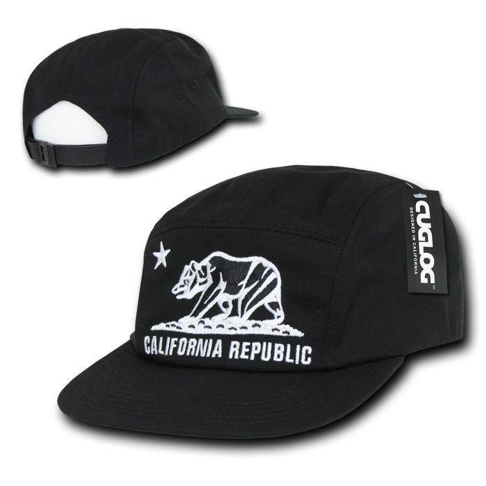 Cuglog California Republic Cali Bear Embroidered 5 Panel Racer Caps Hats-