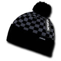 Cuglog Changbai Checker Flag Style Winter Cuffed Beanies Caps Pom Hats-GREY/BLACK-