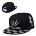 Cuglog Checker Retro Flat Bill High Crown 6 Panel Snapback Caps Hats-Black/Grey 1-