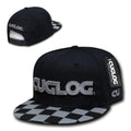 Cuglog Checker Retro Flat Bill High Crown 6 Panel Snapback Caps Hats-Black/Grey 2-