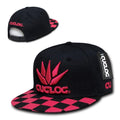 Cuglog Checker Retro Flat Bill High Crown 6 Panel Snapback Caps Hats-Black/Hot Pink1-