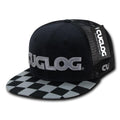 Cuglog Checker Retro Flat Bill High Crown 6 Panel Trucker Caps Hats-Black/Grey 1-