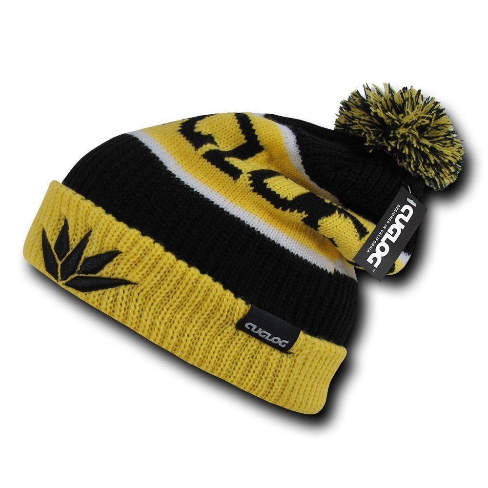Cuglog Cotopaxi Beanies Fuzzy Ball Pom Pom Style Winter Caps Hats Ski-BLACK/GOLD-