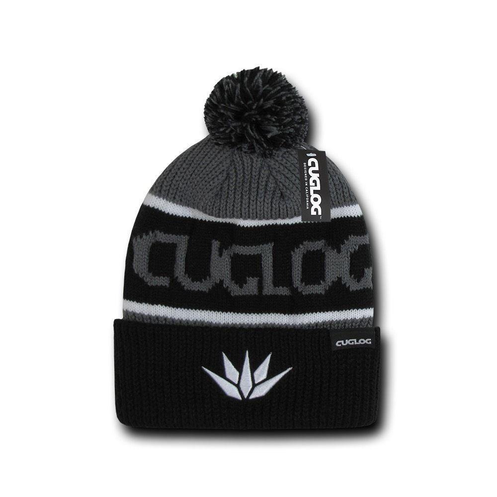 Cuglog Cotopaxi Beanies Fuzzy Ball Pom Pom Style Winter Caps Hats Ski-BLACK/GOLD-