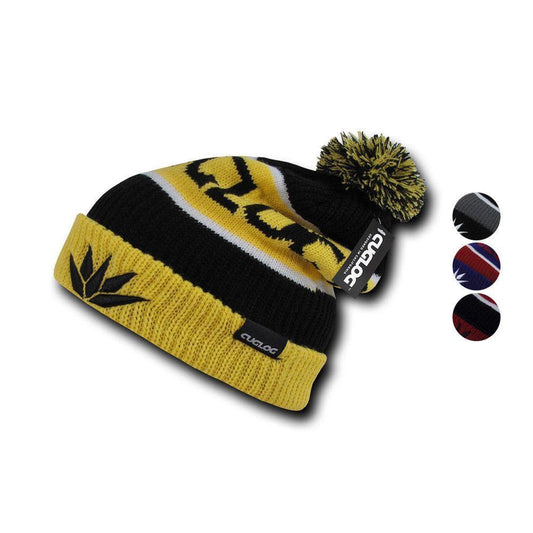 Cuglog Cotopaxi Beanies Fuzzy Ball Pom Pom Style Winter Caps Hats Ski-BLACK/GOLD-