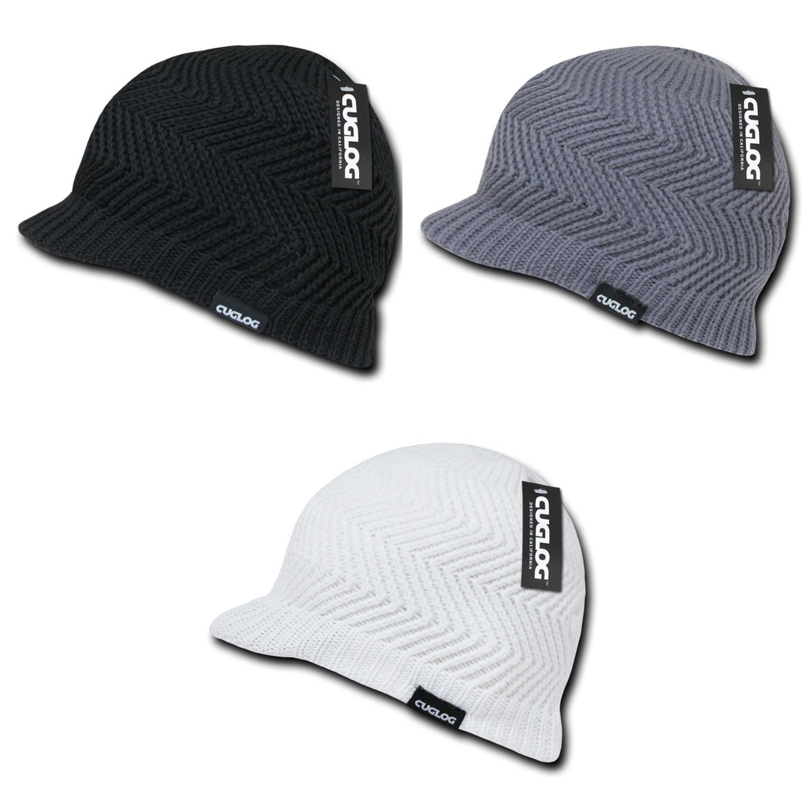 Cuglog Elbert Knit Gi Visor Beanies Caps Skull Warm Winter Caps Hats-Black-