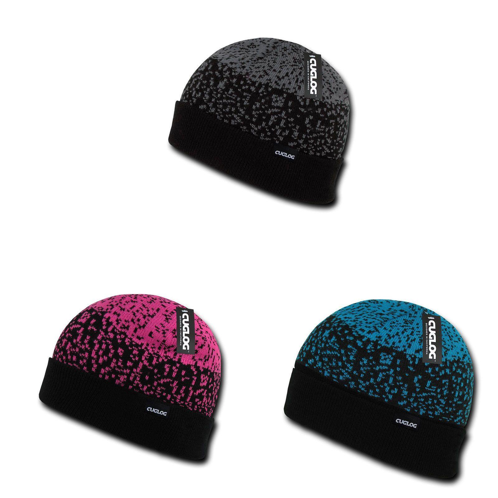 Cuglog Fuji Cuffed 3 Tone Digital Gradient Beanies Winter Caps Hats Ski-GREY-
