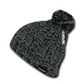Cuglog Hewitts Beanies Style Winter Cuffed Caps Pom Hats-BLACK/ DARK GREY-