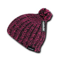 Cuglog Hewitts Beanies Style Winter Cuffed Caps Pom Hats-BLACK/ HOT PINK-