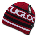Cuglog Kailash Striped Beanies Braided Style Winter Cuffed Caps Hats-RED/NAVY-