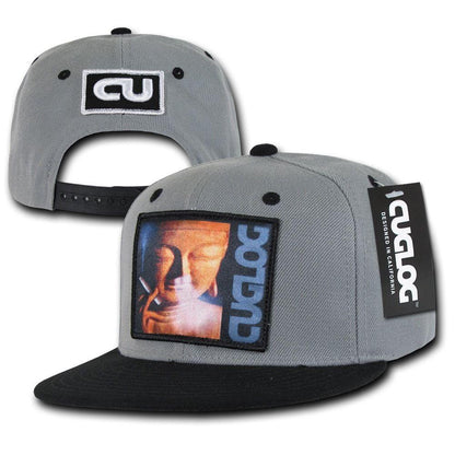 Cuglog Matreya Smoking Buddha Patch 6 Panel Flat Bill Snapback Caps Hats-Charcoal/Black-
