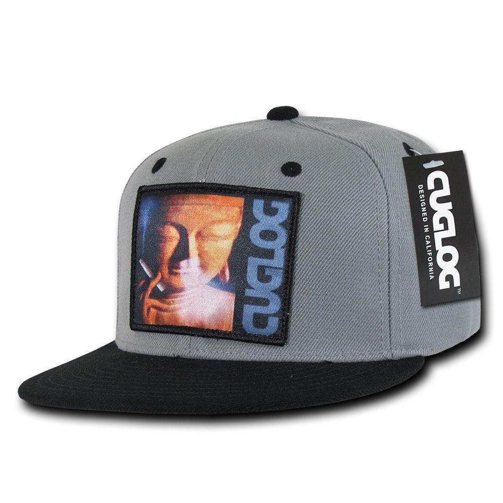 Cuglog Matreya Smoking Buddha Patch 6 Panel Flat Bill Snapback Caps Hats-Charcoal/Black-