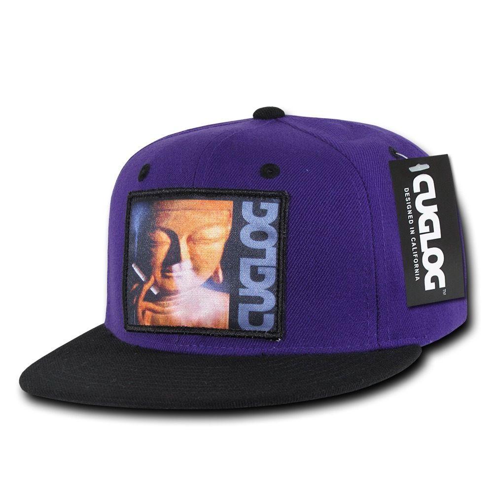 Cuglog Matreya Smoking Buddha Patch 6 Panel Flat Bill Snapback Caps Hats-Charcoal/Black-