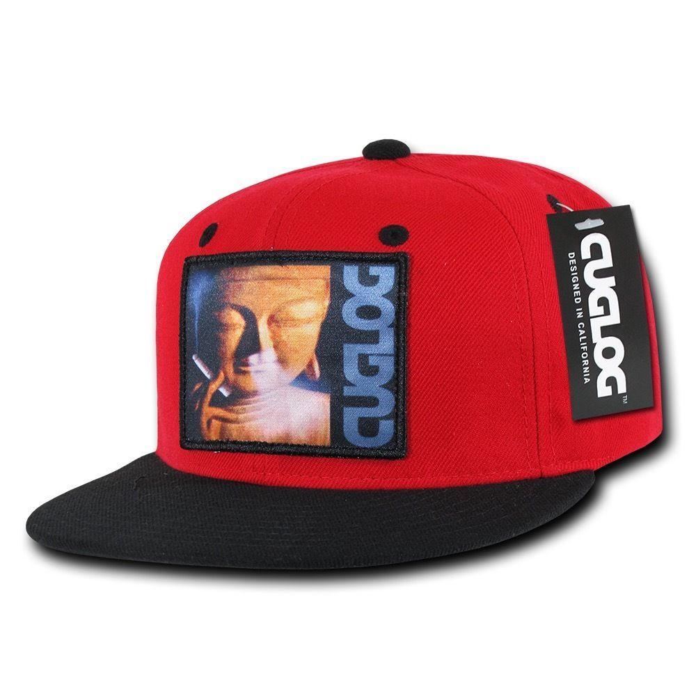 Cuglog Matreya Smoking Buddha Patch 6 Panel Flat Bill Snapback Caps Hats-Charcoal/Black-