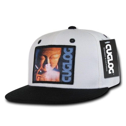 Cuglog Matreya Smoking Buddha Patch 6 Panel Flat Bill Snapback Caps Hats-Charcoal/Black-