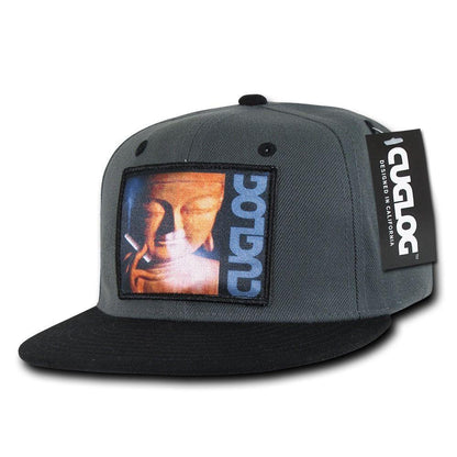 Cuglog Matreya Smoking Buddha Patch 6 Panel Flat Bill Snapback Caps Hats-Charcoal/Black-
