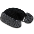 Cuglog Rainier Two Tone Cuffed Beanies Pom Style Winter Caps Hats-BLACK/GREY-