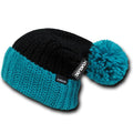 Cuglog Rainier Two Tone Cuffed Beanies Pom Style Winter Caps Hats-BLACK/TEAL-