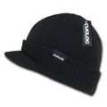 Cuglog Ribbed Knit Cuffed Double Lined Gi Visor Beanies Warm Winter Cap Hat-Black-