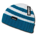Cuglog Sailor Beanies Colorful Striped Cuffed Cable Knit Skull Caps Hats Winter-Teal/White-