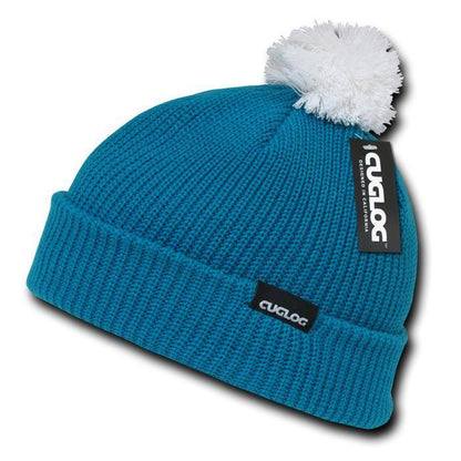 Cuglog Sailor Cuffed Pom Beanies Warm Winter Watch Knit Ski Caps Hats-Black/Grey-