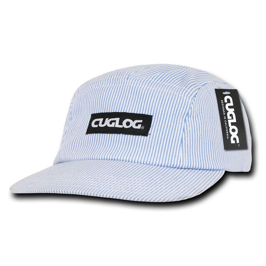 Cuglog Seersucker 5 Panel Racer Caps Stripped Strapback Hats Caps-