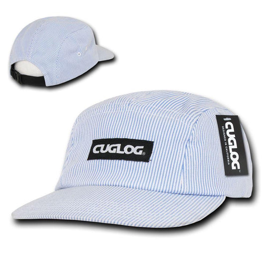 Cuglog Seersucker 5 Panel Racer Caps Stripped Strapback Hats Caps-