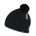 Cuglog Tai Beanies Big Pom Pom Style Tightly Knit Winter Cuffed Caps Hats-BLACK-