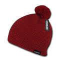 Cuglog Tai Beanies Big Pom Pom Style Tightly Knit Winter Cuffed Caps Hats-RED-