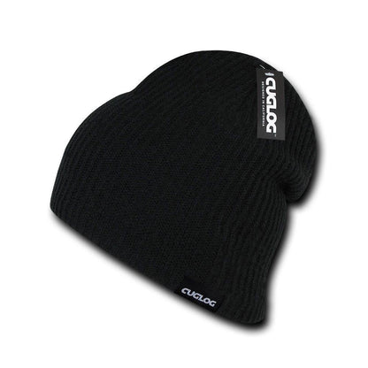Cuglog Uluru Slouched Beanies Classic Knit Winter Caps Hats Ski Skull-BLACK-